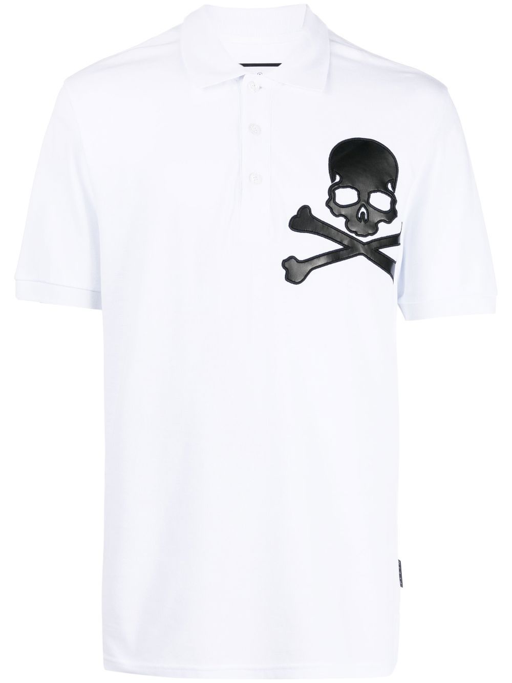 Philipp Plein 骷髅头贴花棉polo衫 - 白色