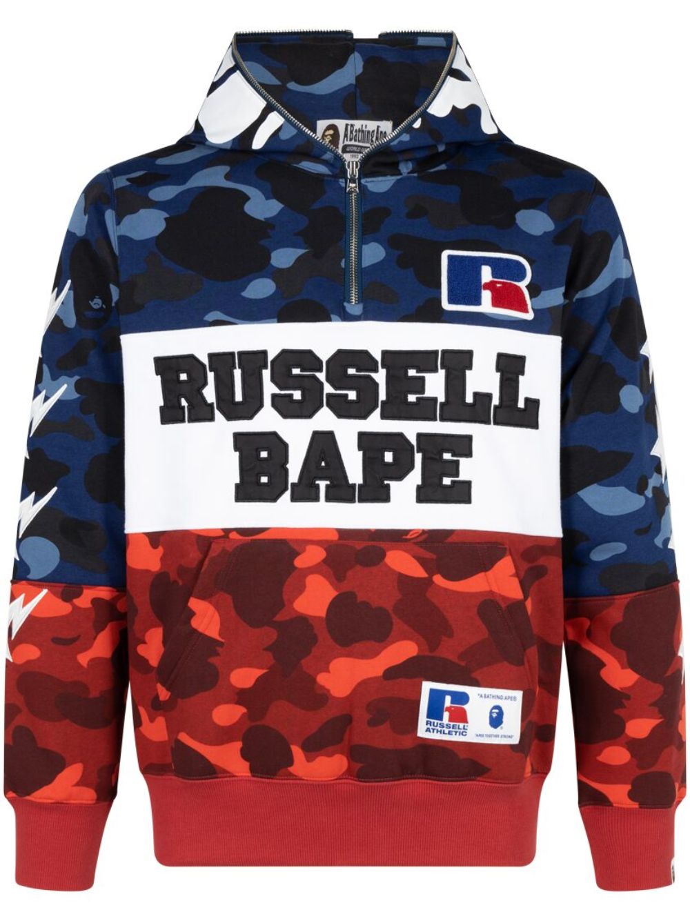 A BATHING APE® x Russell Colour Camo Ape 拉链领连帽衫 - 蓝色