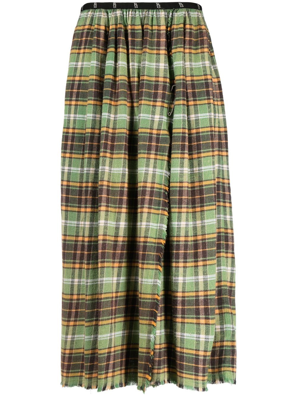 R13 Kilt 法兰绒半身裙 - 绿色