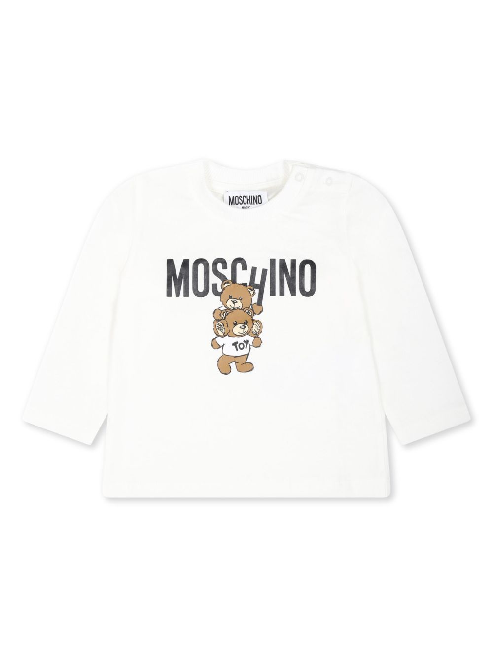 Moschino Kids logo印花长袖T恤 - 白色