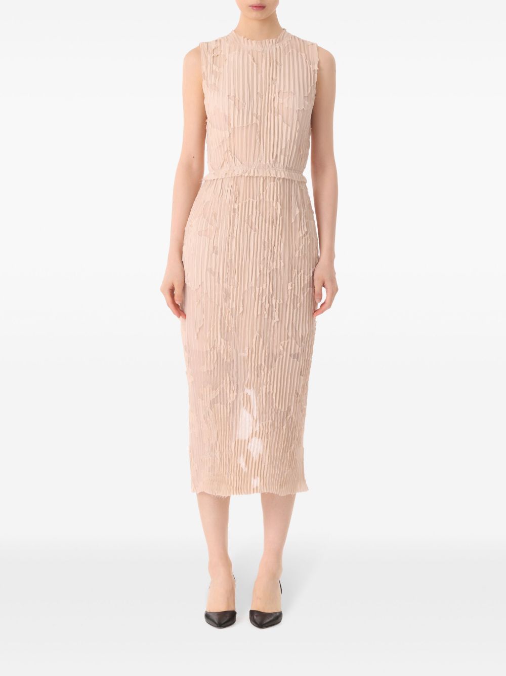 Jason Wu Collection 花卉百褶连衣裙 - 中性色