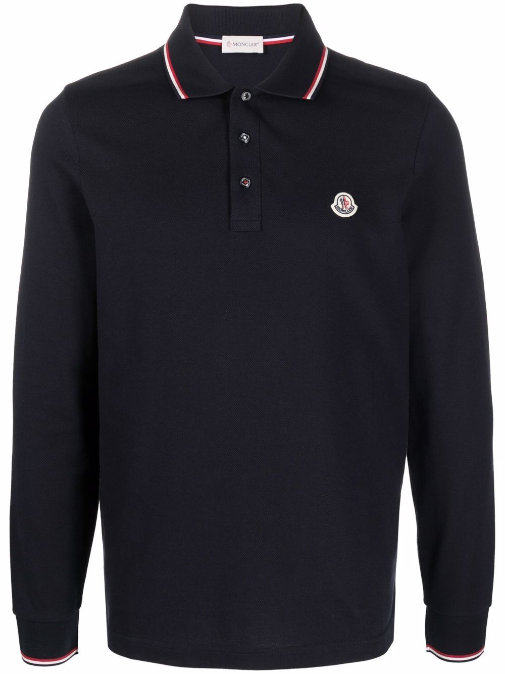 Moncler 盟可睐 贴花细节长袖polo衫 - 蓝色