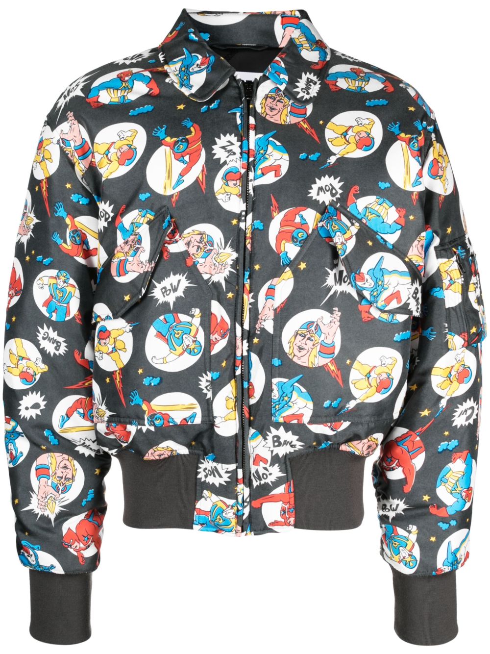 Moschino 图案印花飞行员夹克 - 灰色