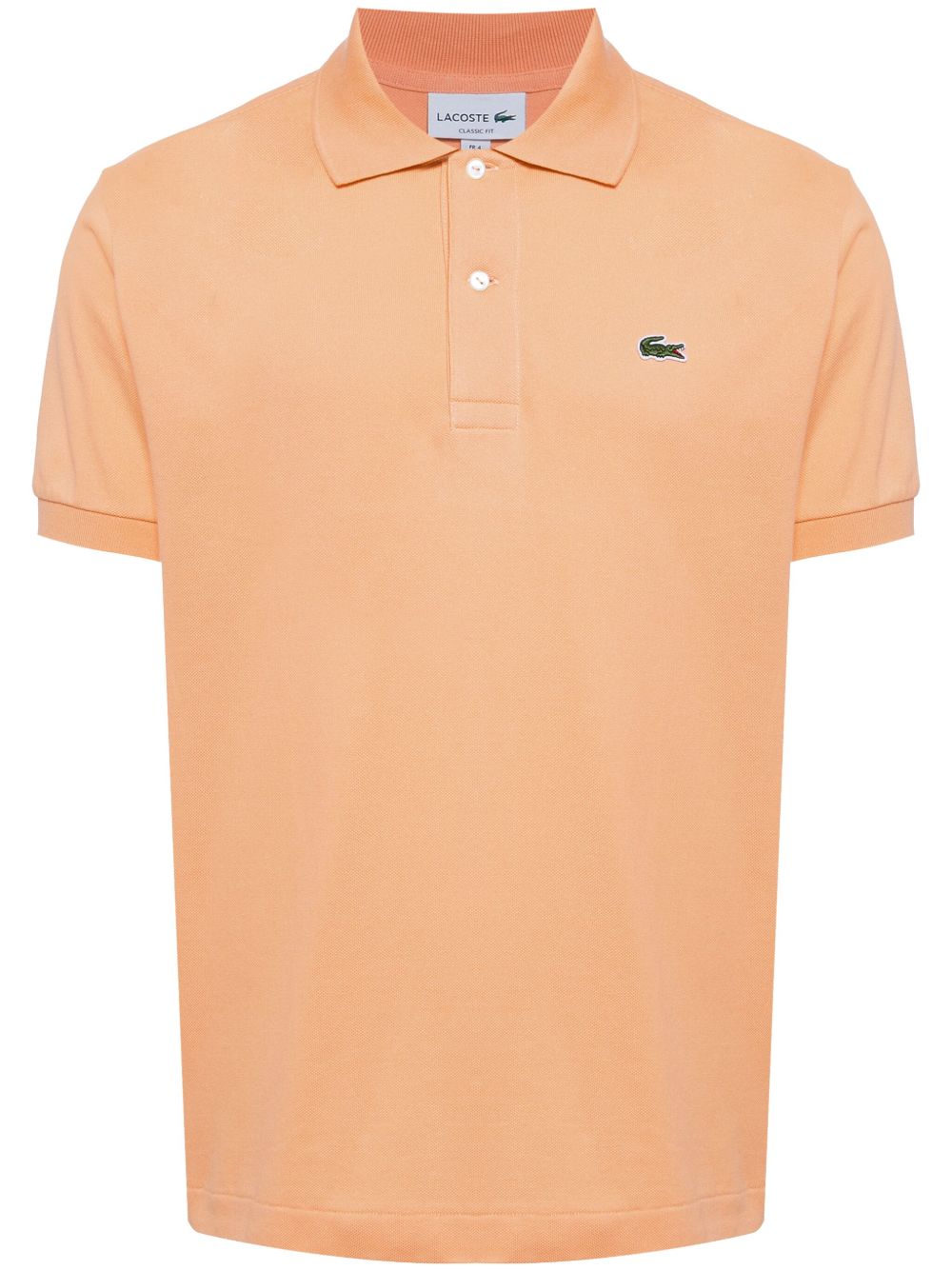 Lacoste logo贴花条纹棉polo衫 - 橘色
