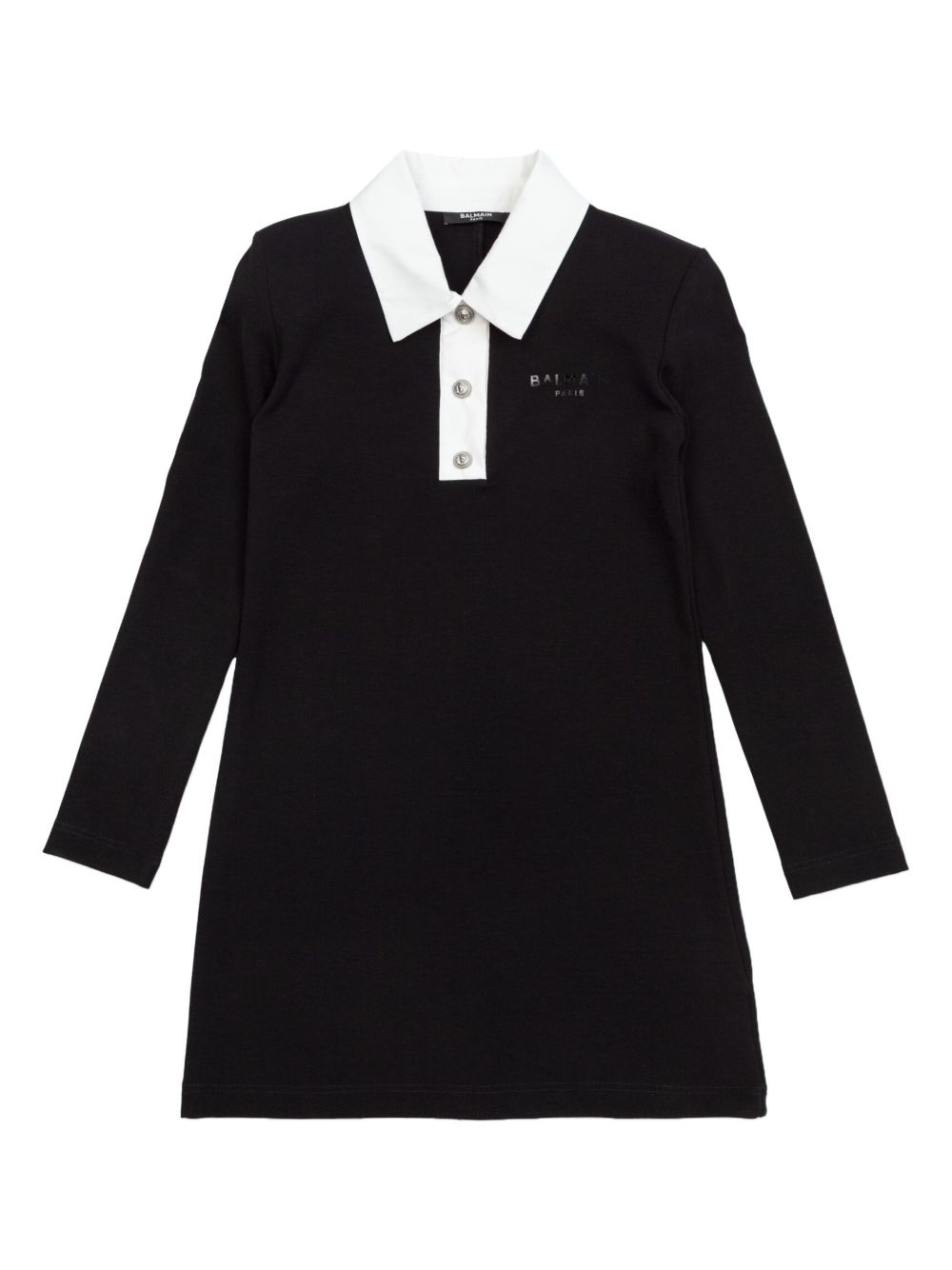 Balmain Kids logo印花衬衫裙 - 黑色