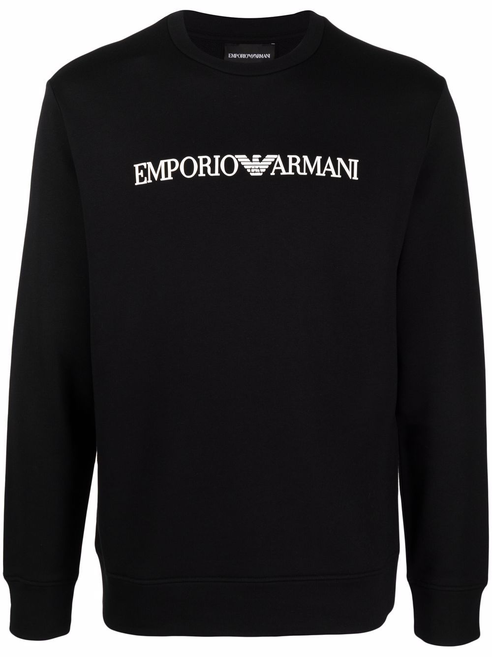 Emporio Armani logo印花圆领卫衣 - 黑色