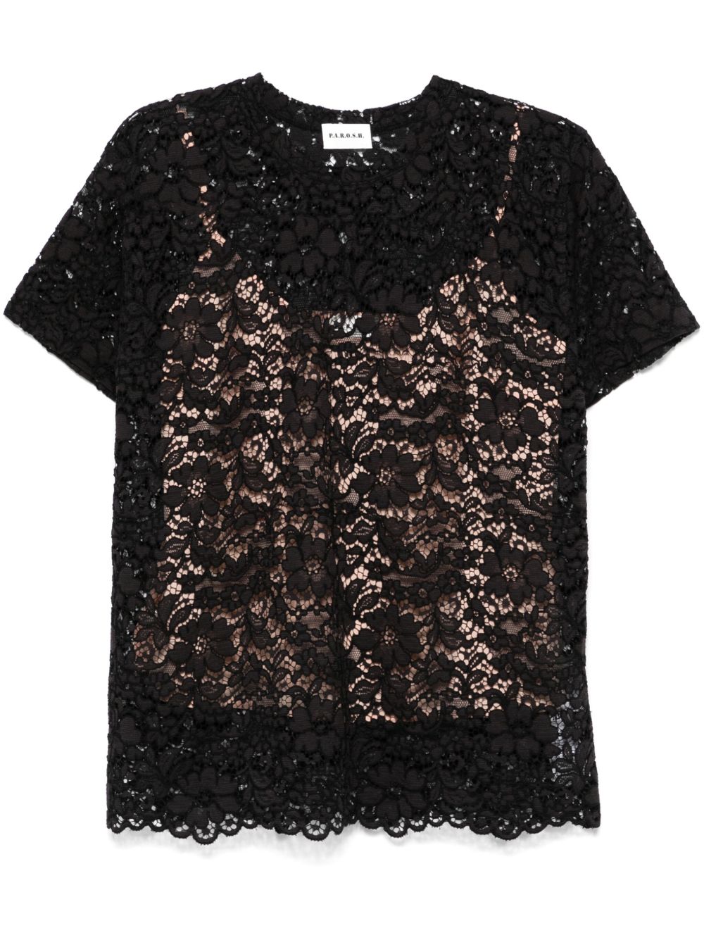 P.A.R.O.S.H. corded-lace T-shirt - 黑色