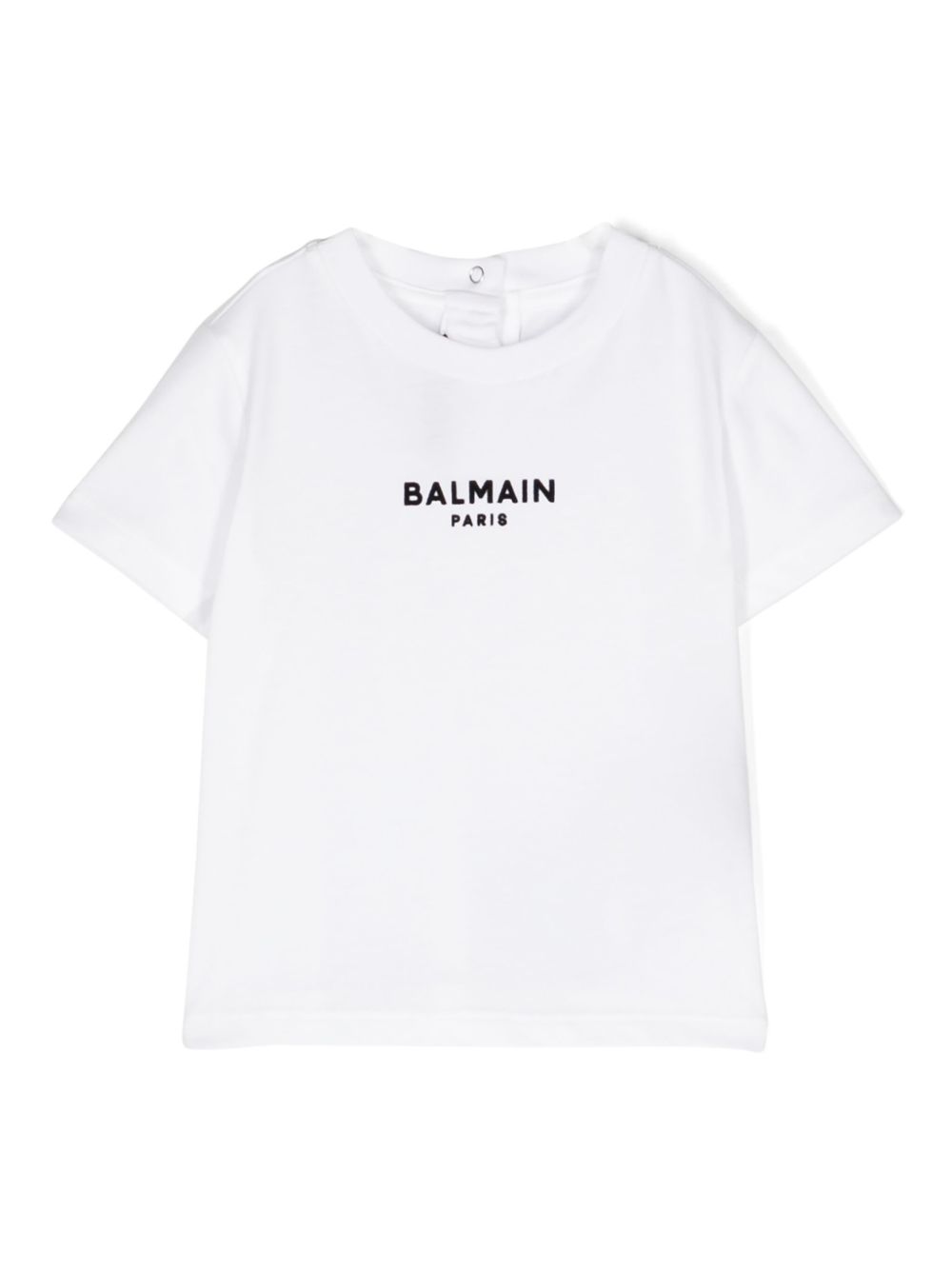 Balmain Kids 植绒logo棉T恤 - 白色