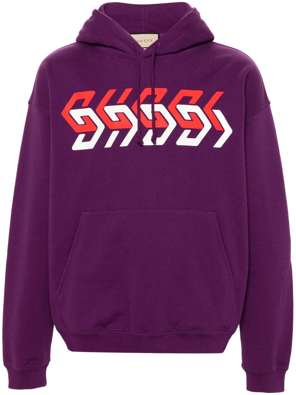 Gucci logo印花棉连帽衫 - 紫色