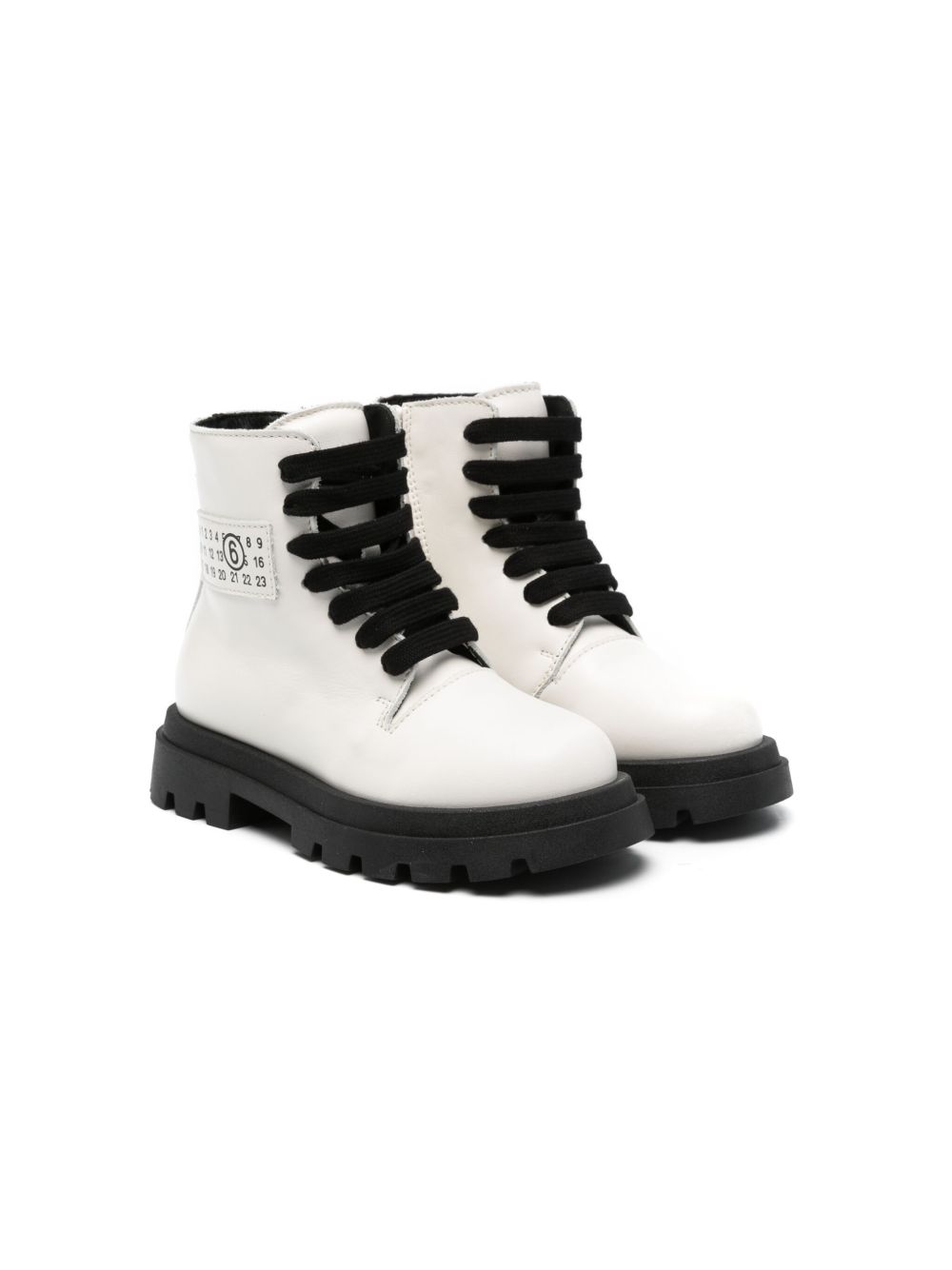 MM6 Maison Margiela Kids 数字图案靴子 - 白色