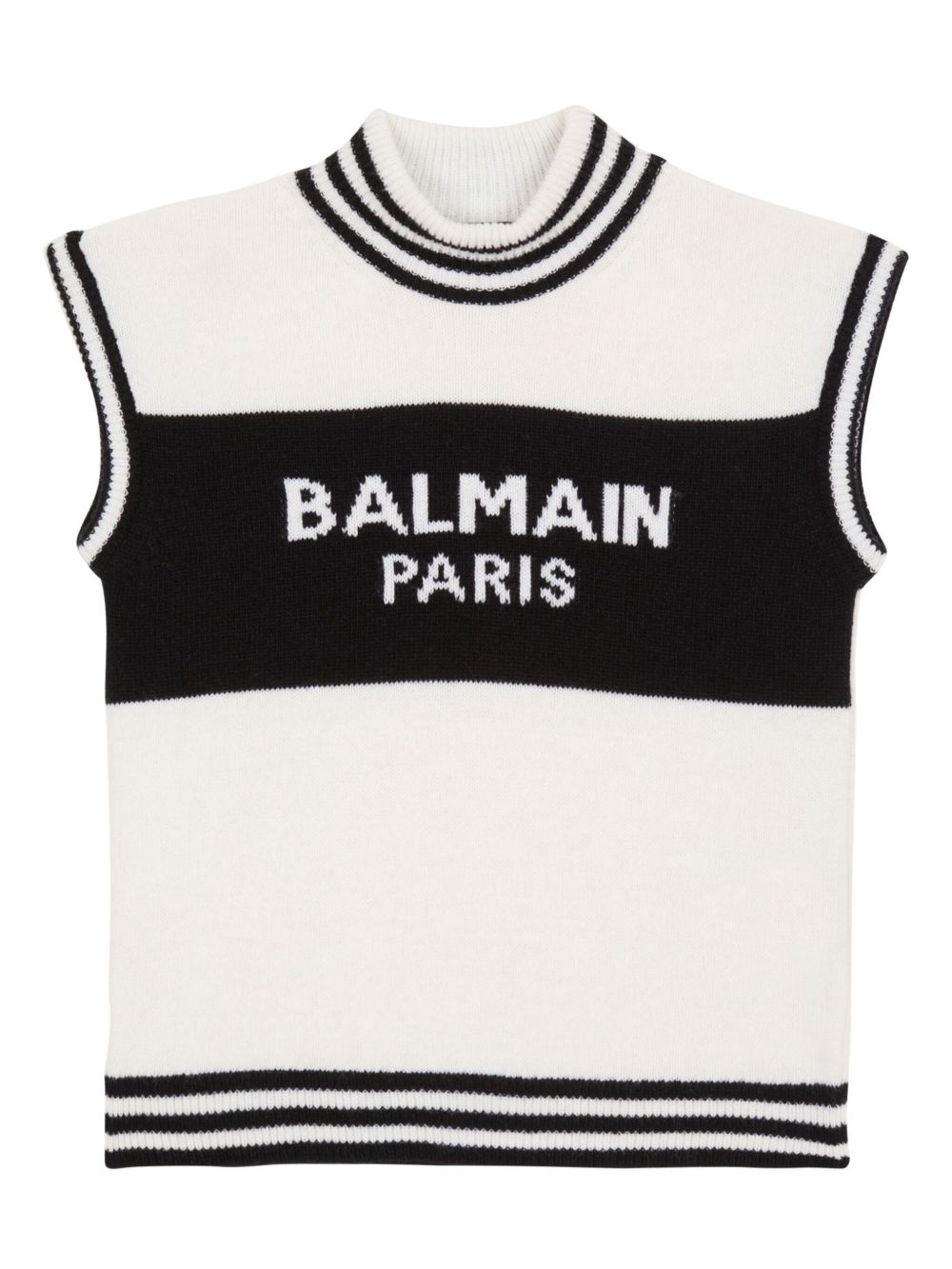 Balmain Kids logo嵌花针织上衣 - 白色