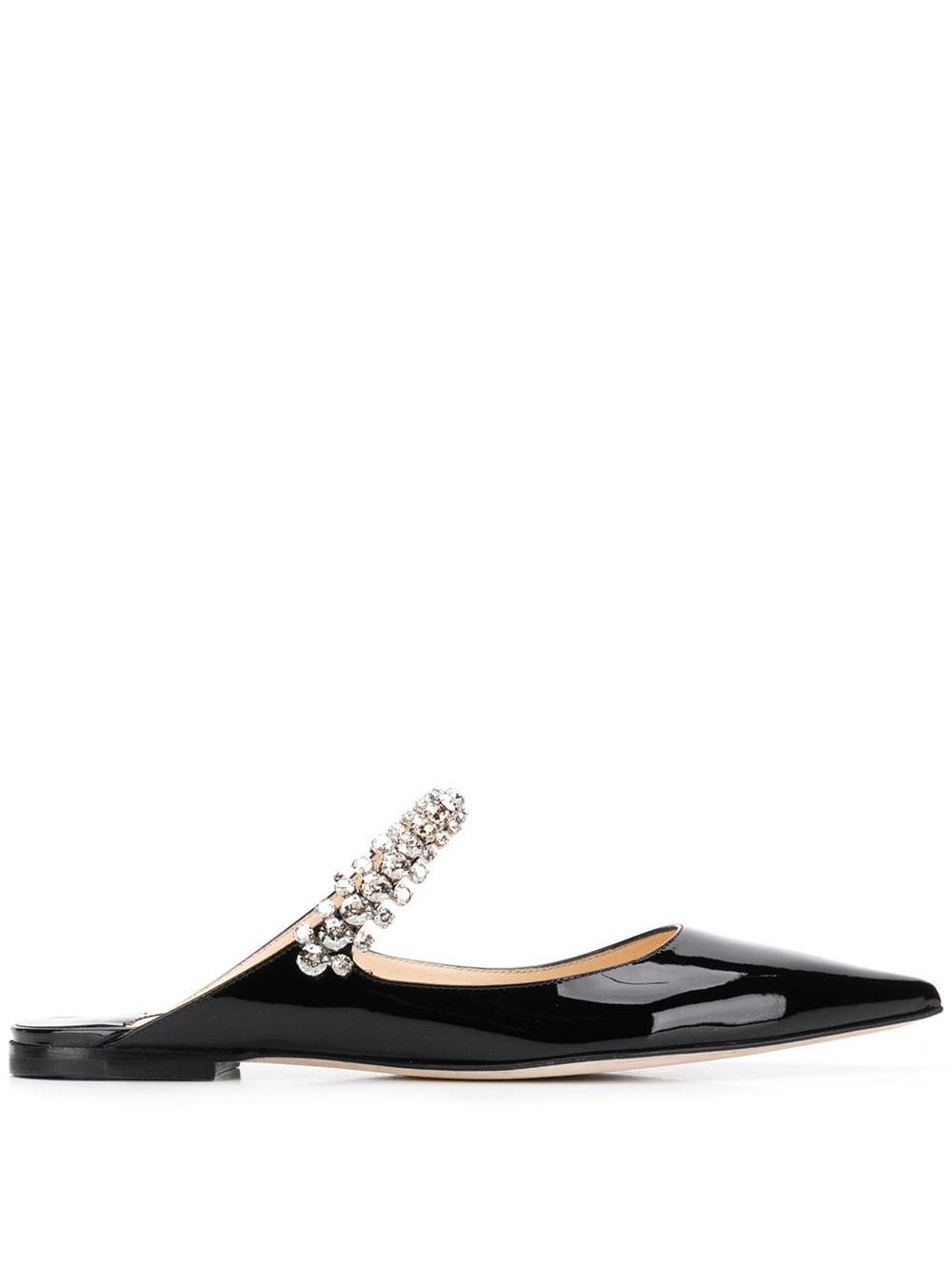 Jimmy Choo Bing 晶饰尖头平底鞋 - 黑色