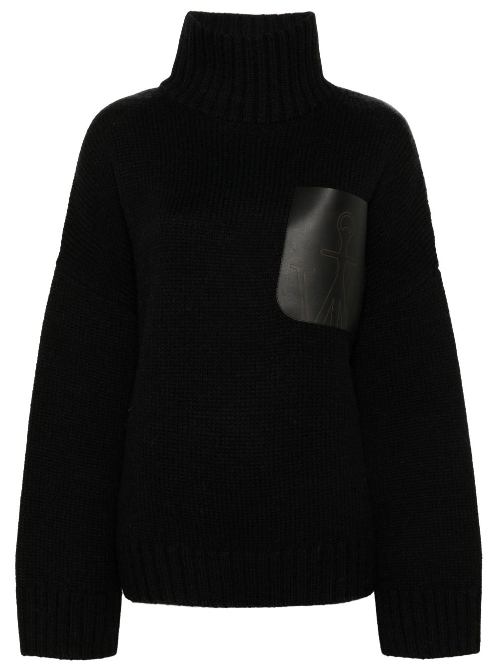 JW Anderson 高领皮质口袋毛衣 - 黑色