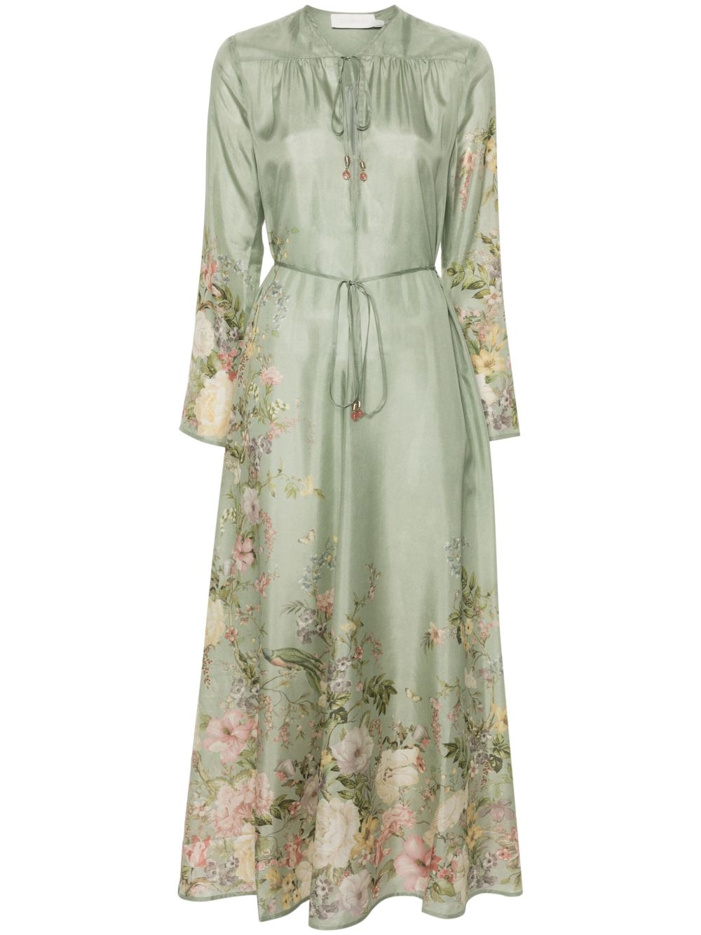 ZIMMERMANN Waverly Billow 真丝超长连衣裙 - 绿色