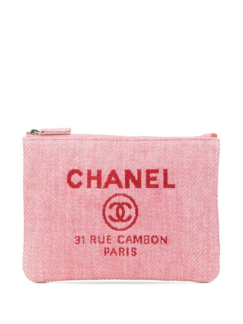 CHANEL Pre-Owned Deauville O Case 小号草编手拿包（2013-2014年典藏款） - 粉色