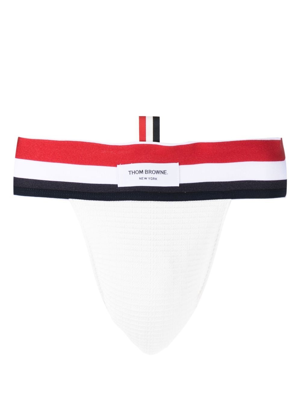 Thom Browne 红白蓝条纹袢带三角内裤 - 白色