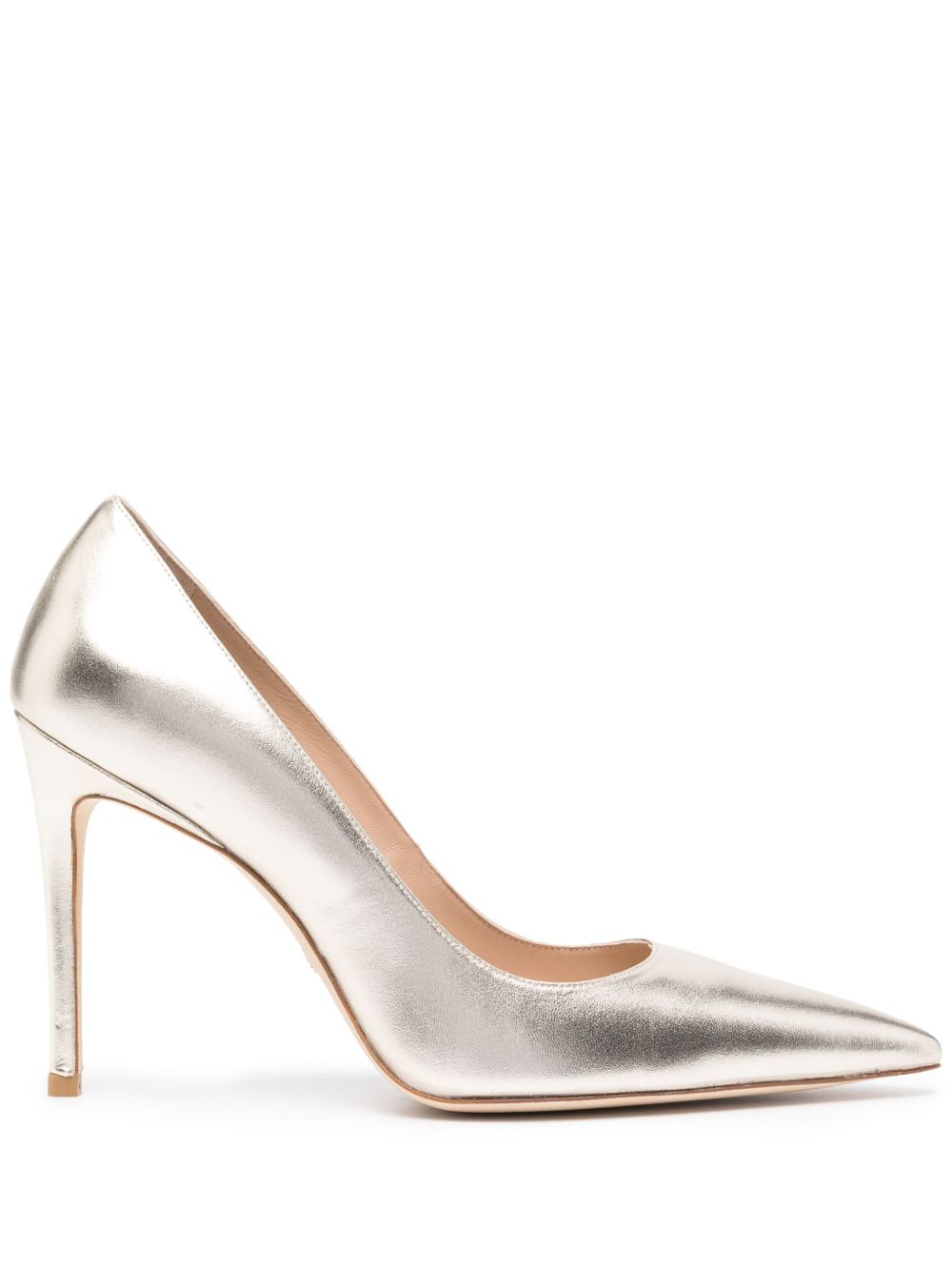 Stuart Weitzman Stuart 皮质低跟鞋 - 金色