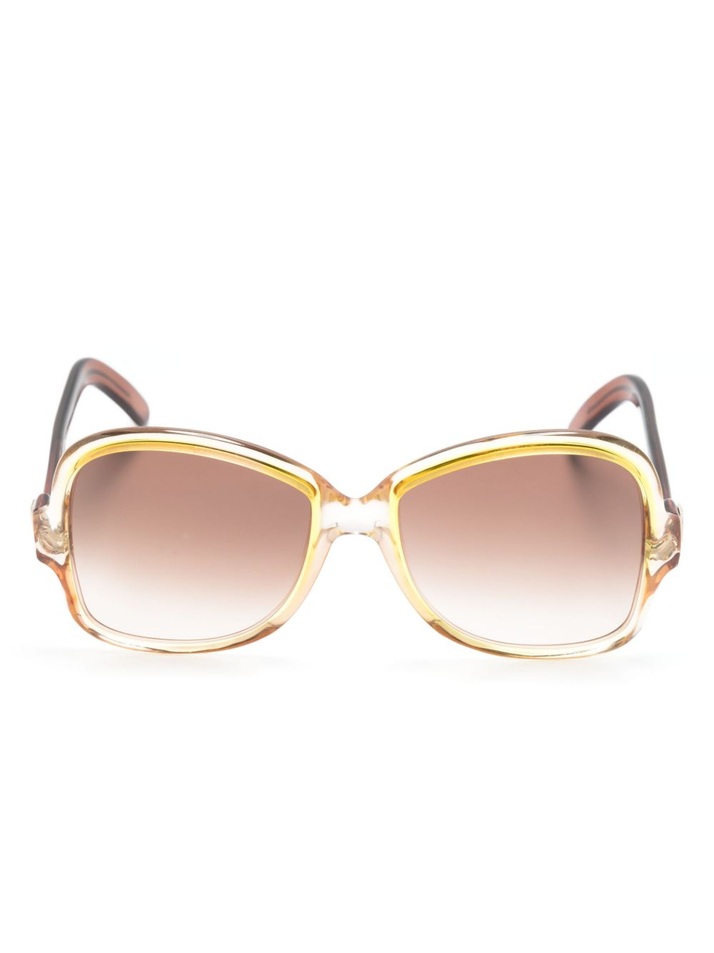 Saint Laurent Pre-Owned 双色蝴蝶形镜框太阳眼镜（1970年代典藏款） - 褐色