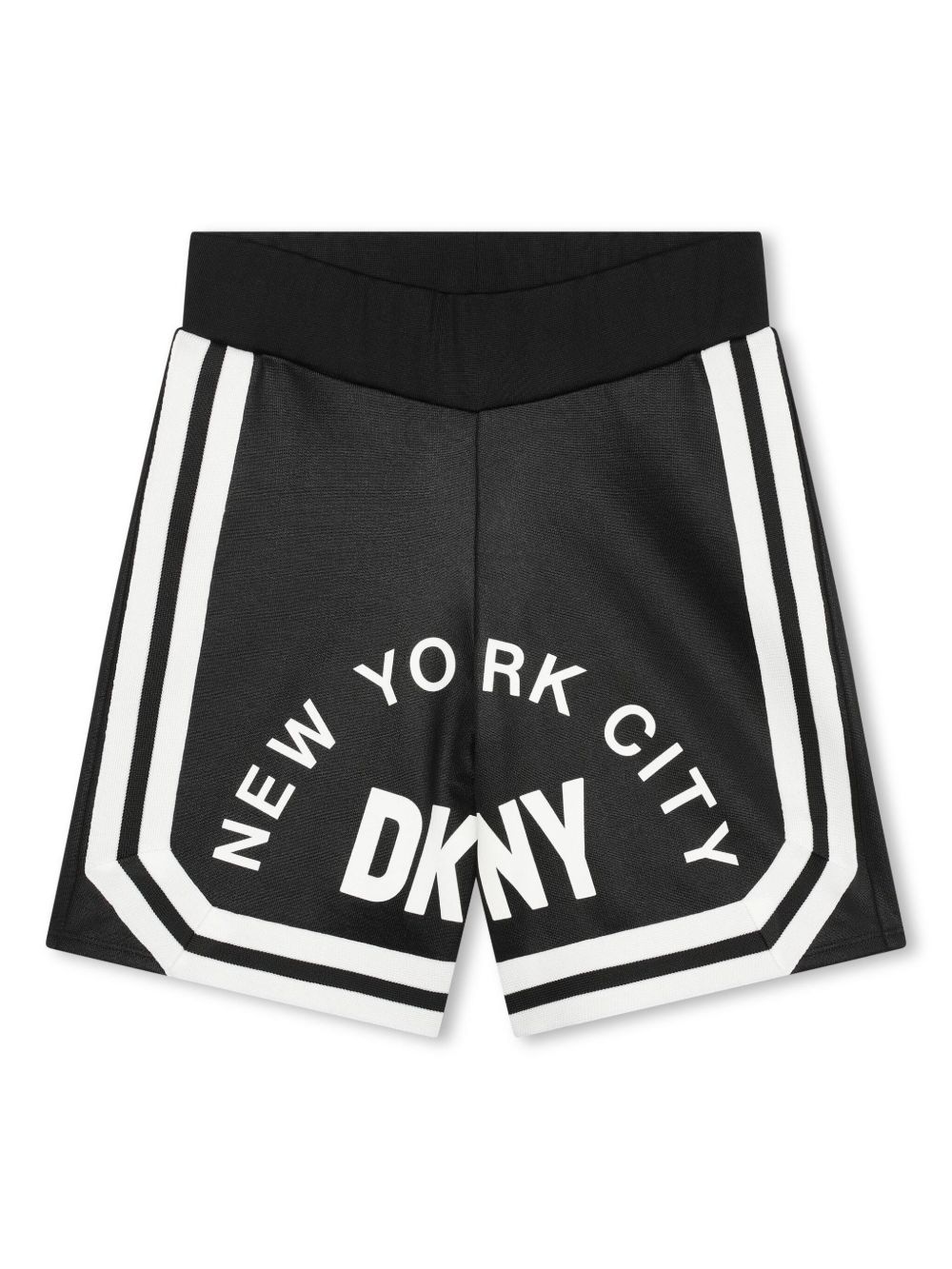 Dkny Kids logo印花条纹百慕大短裤 - 黑色
