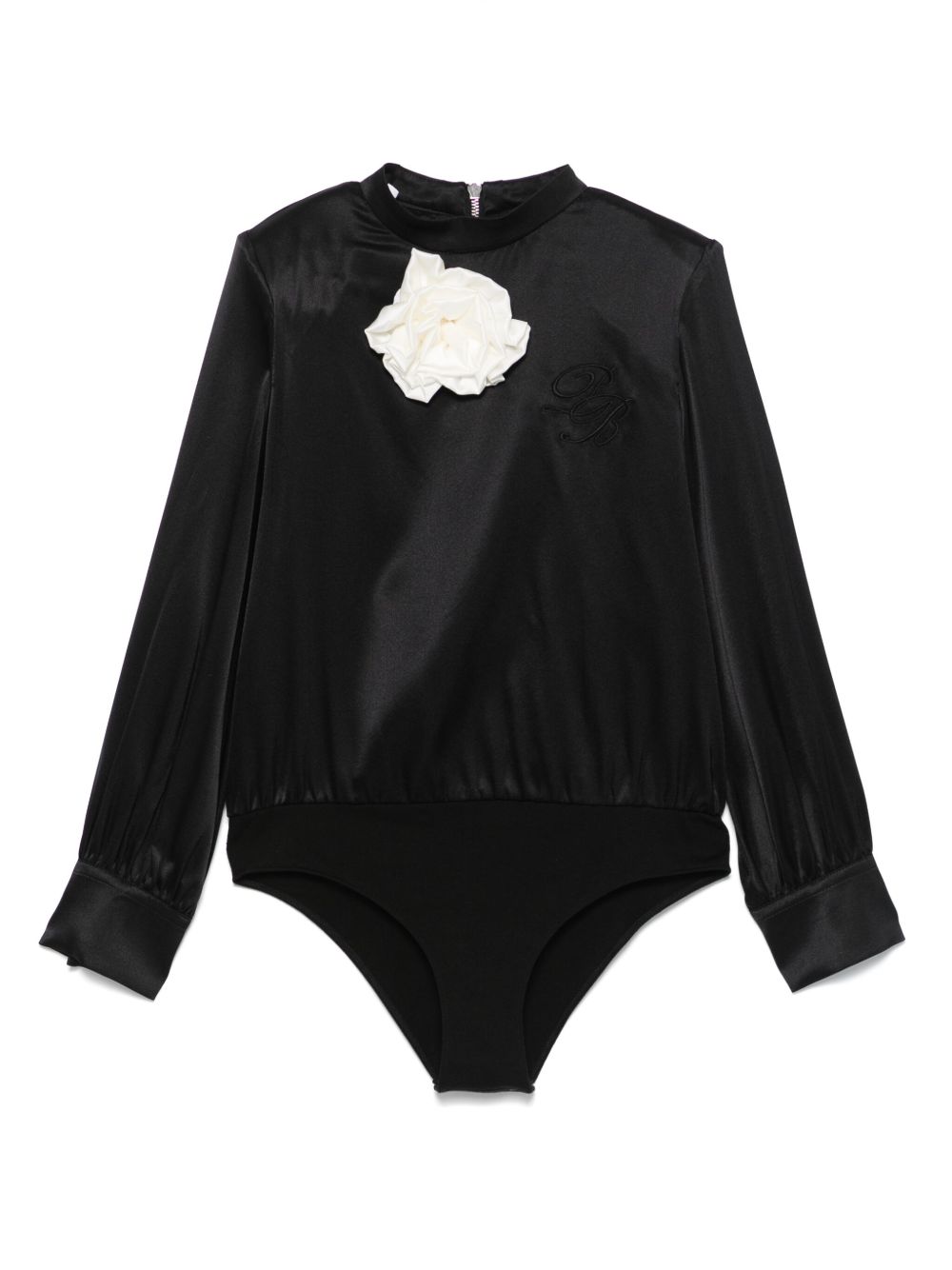 Balmain Kids 花卉贴花连体衣 - 黑色