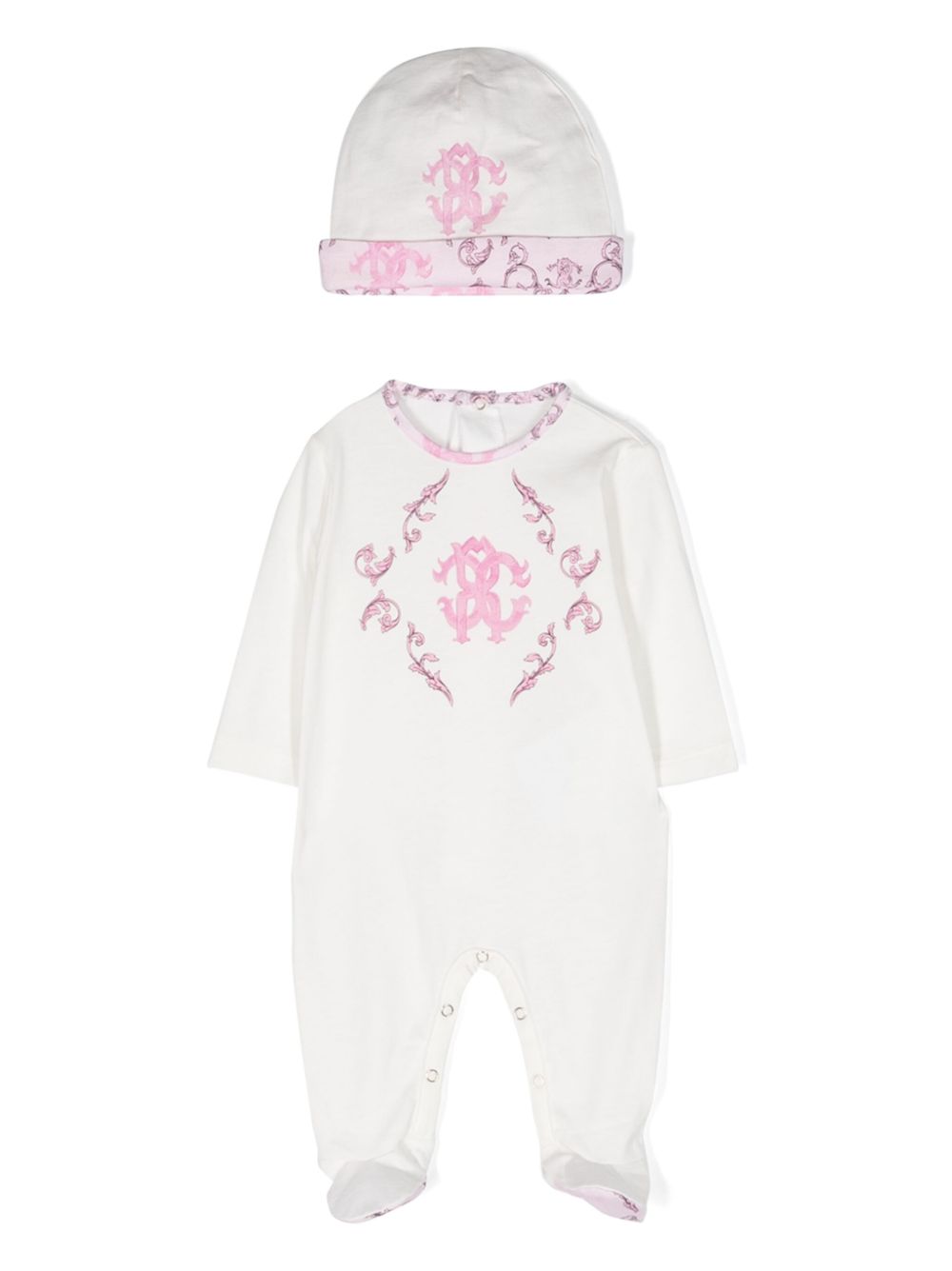 Roberto Cavalli Junior 经典logo图案连体衣套装 - 白色