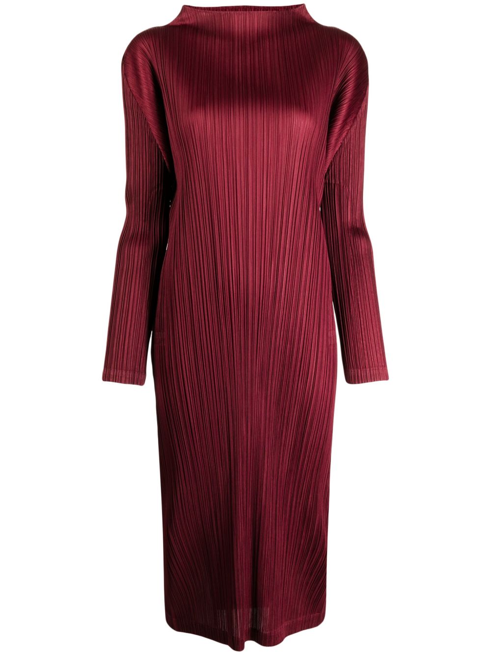 Pleats Please Issey Miyake October 百褶中长连衣裙 - 红色