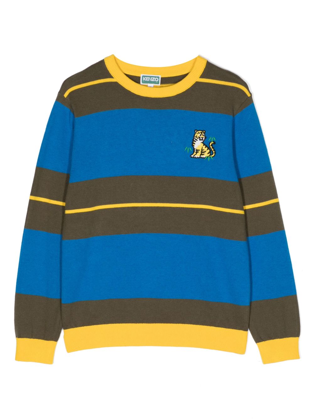 Kenzo Kids logo印花条纹卫衣 - 蓝色