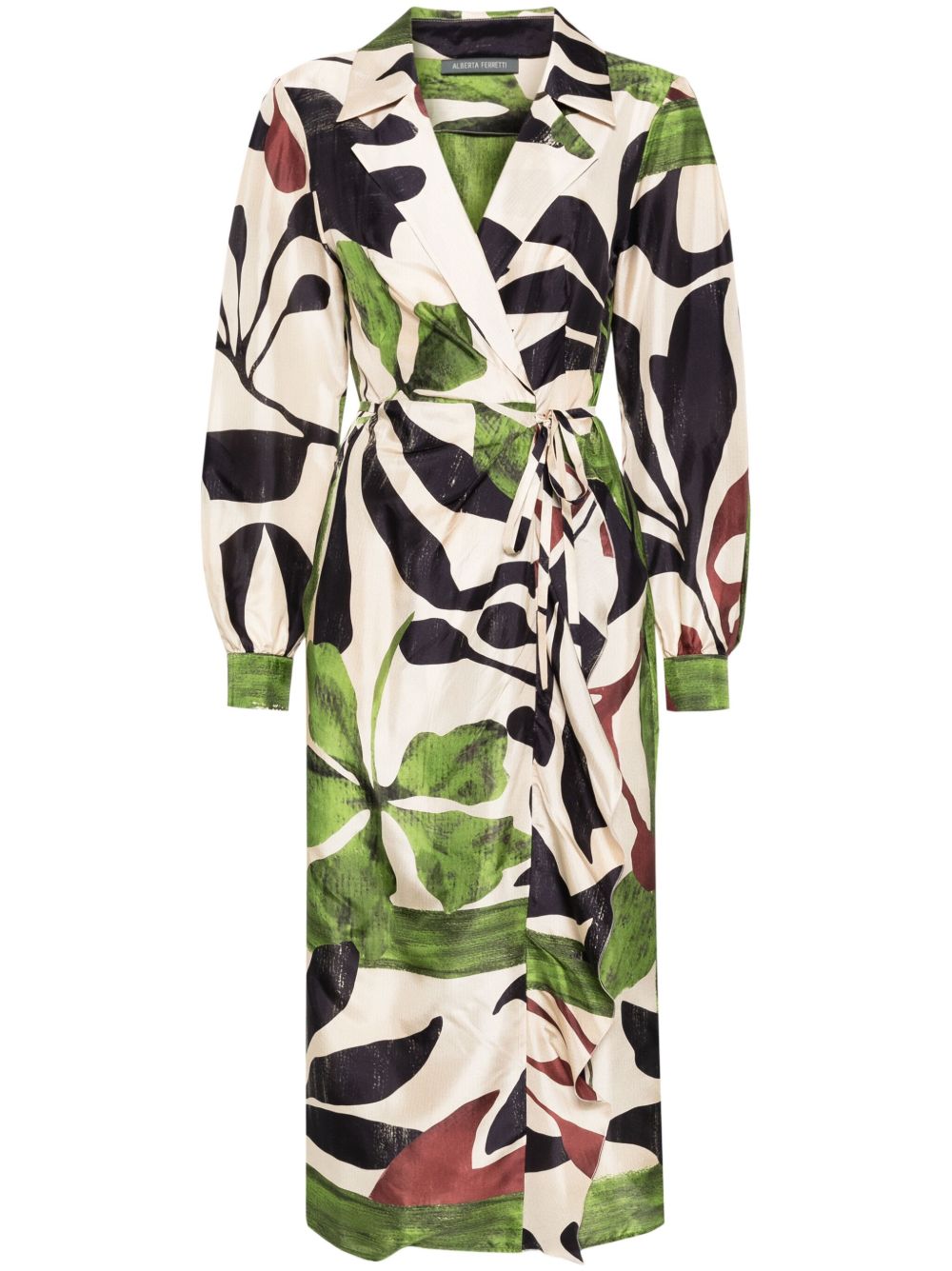 Alberta Ferretti 植物印花中长连衣裙 - 绿色