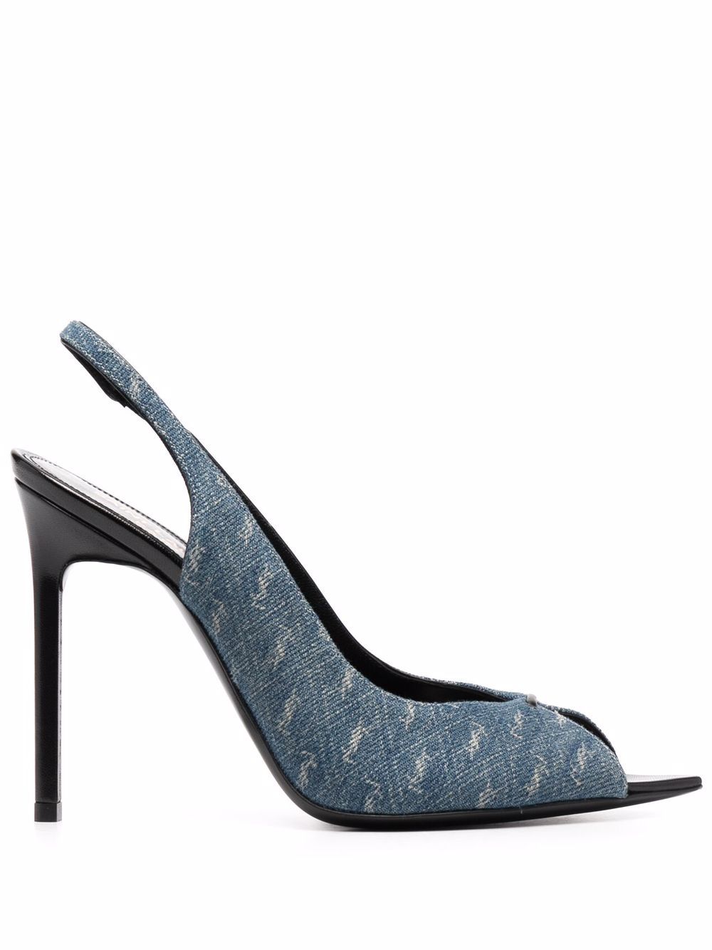 Saint Laurent YSL logo印花高跟鞋 - 蓝色