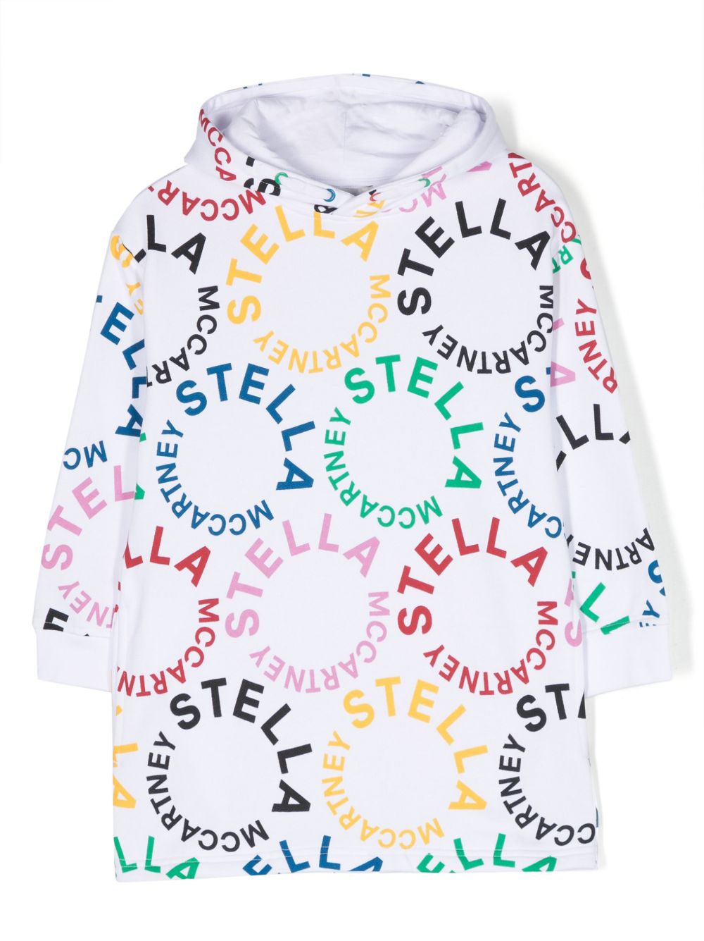 Stella McCartney Kids 圆形logo连帽连衣裙 - 白色
