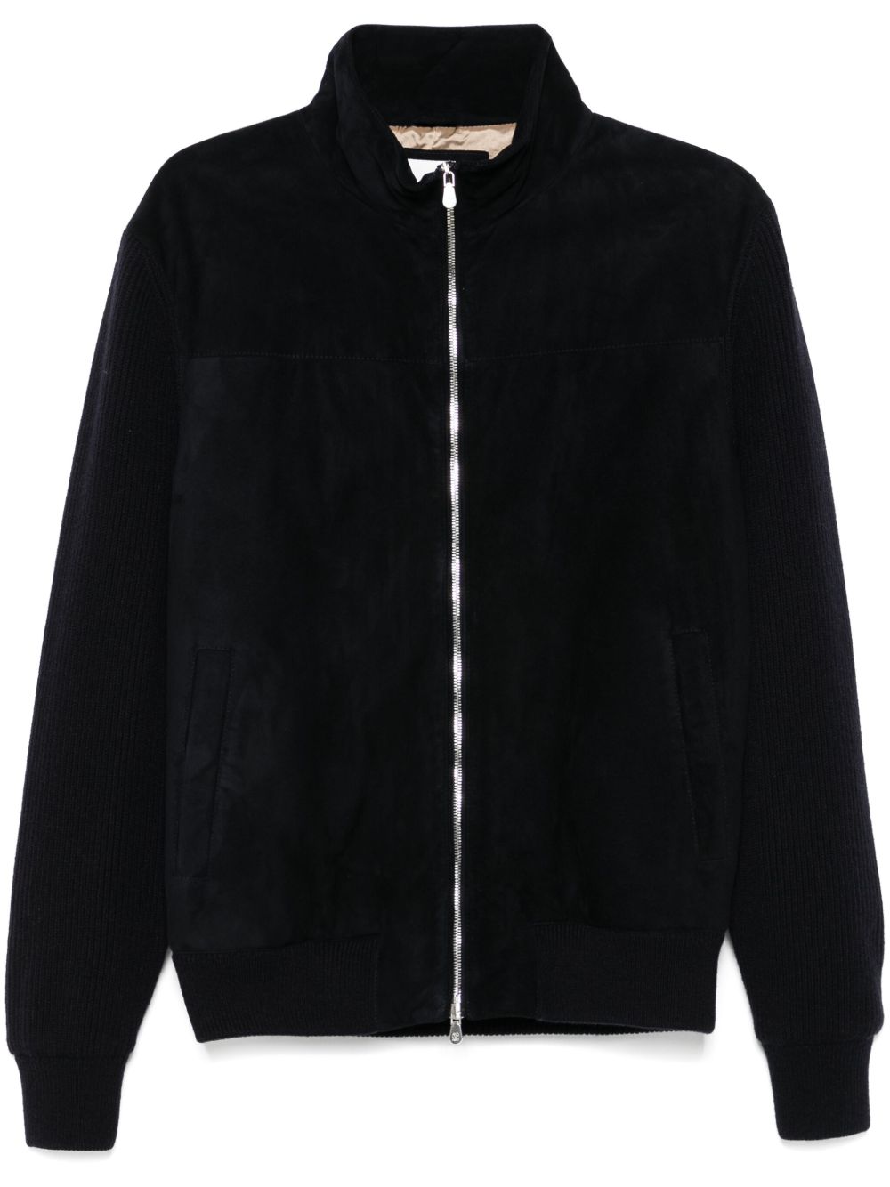 Brunello Cucinelli 绒面皮飞行员夹克 - 蓝色