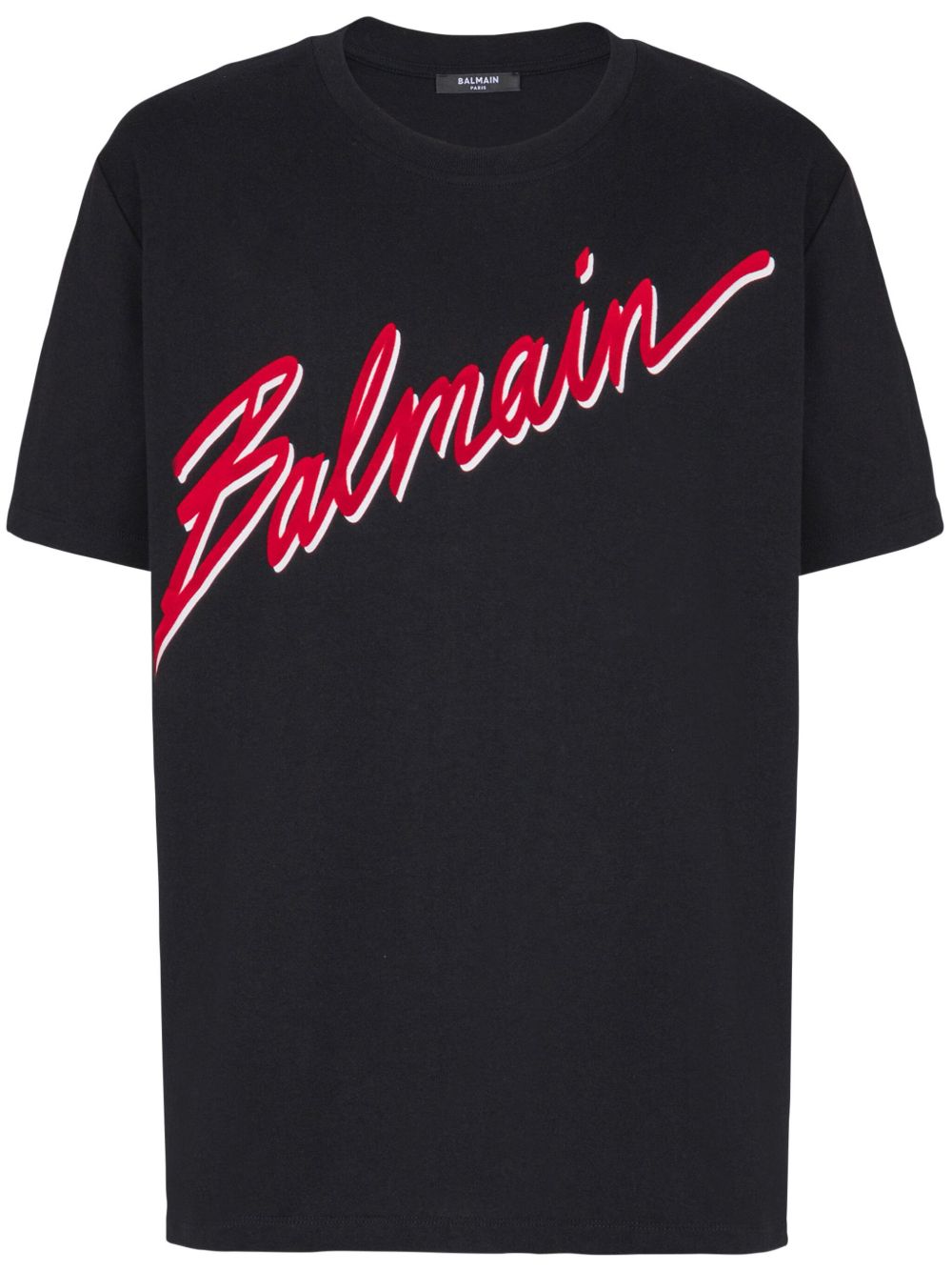 Balmain 植绒logo T恤 - 黑色