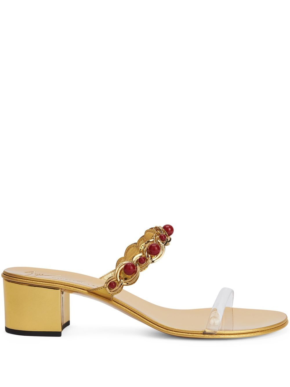 Giuseppe Zanotti 珠饰麻辫凉鞋 - 金色