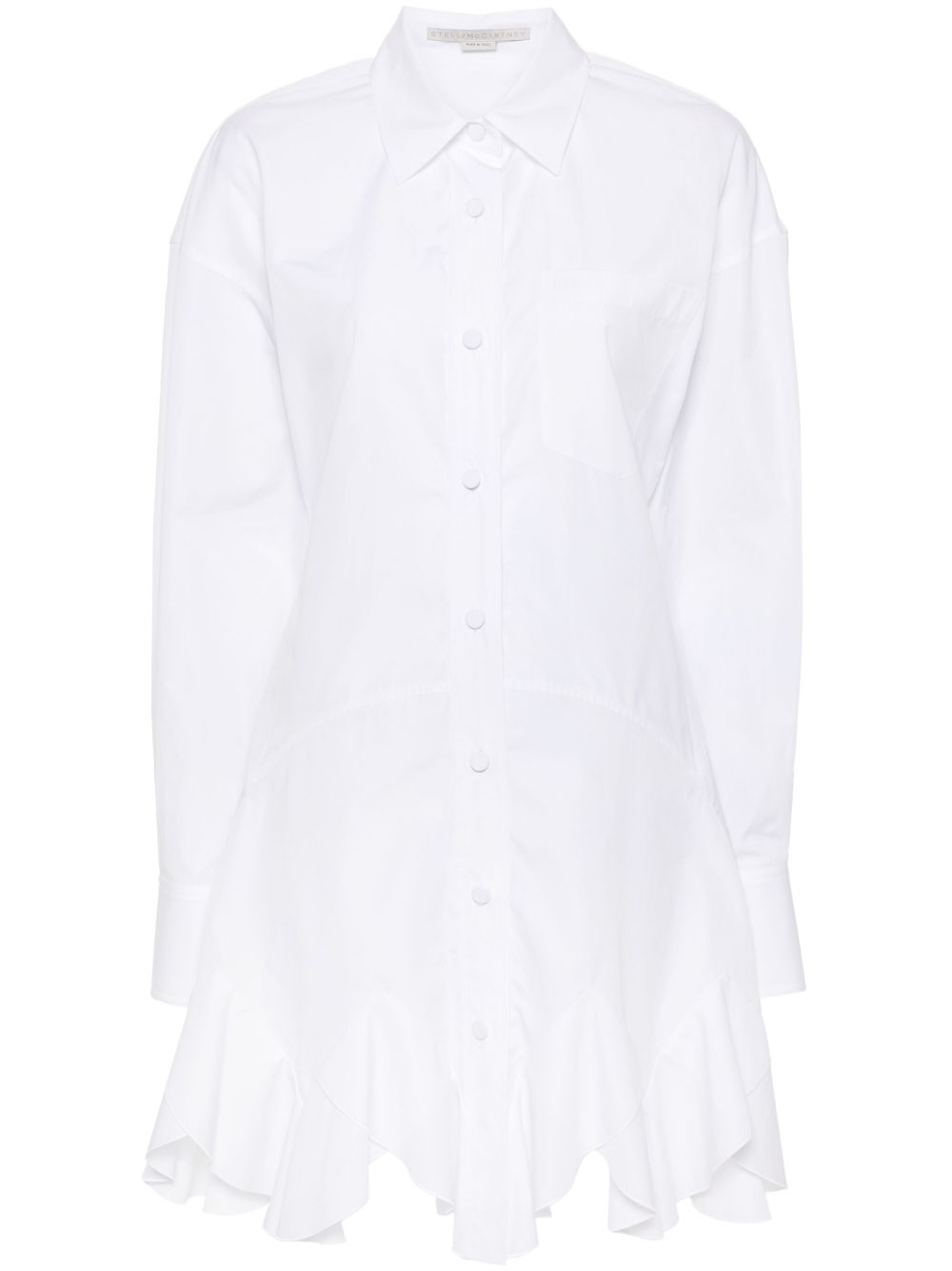 Stella McCartney logo刺绣府绸迷你连衣裙 - 白色