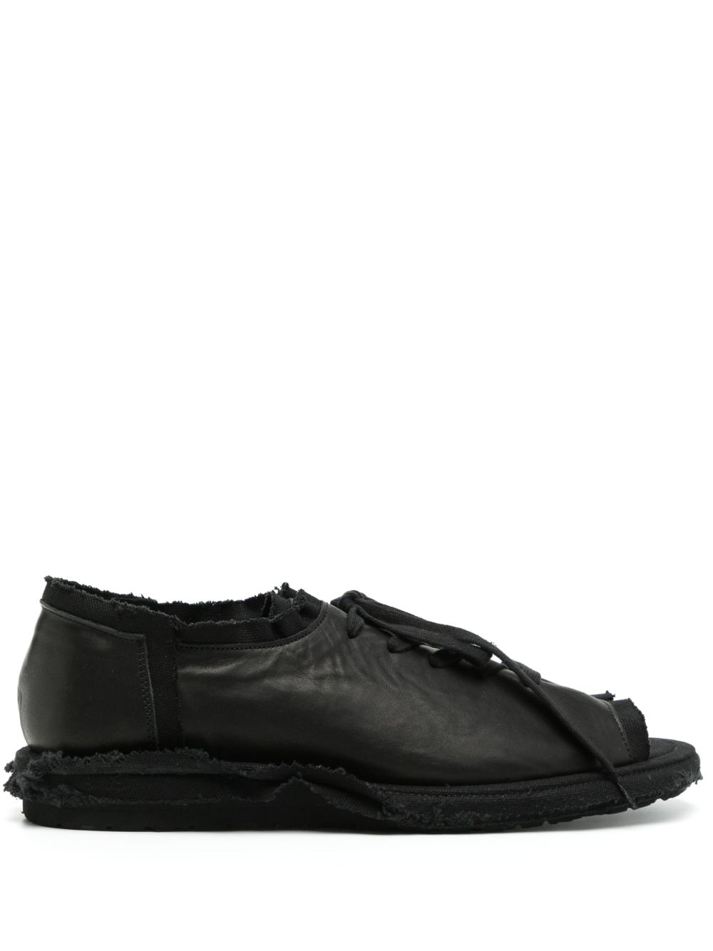 Yohji Yamamoto 系带皮质凉鞋 - 黑色