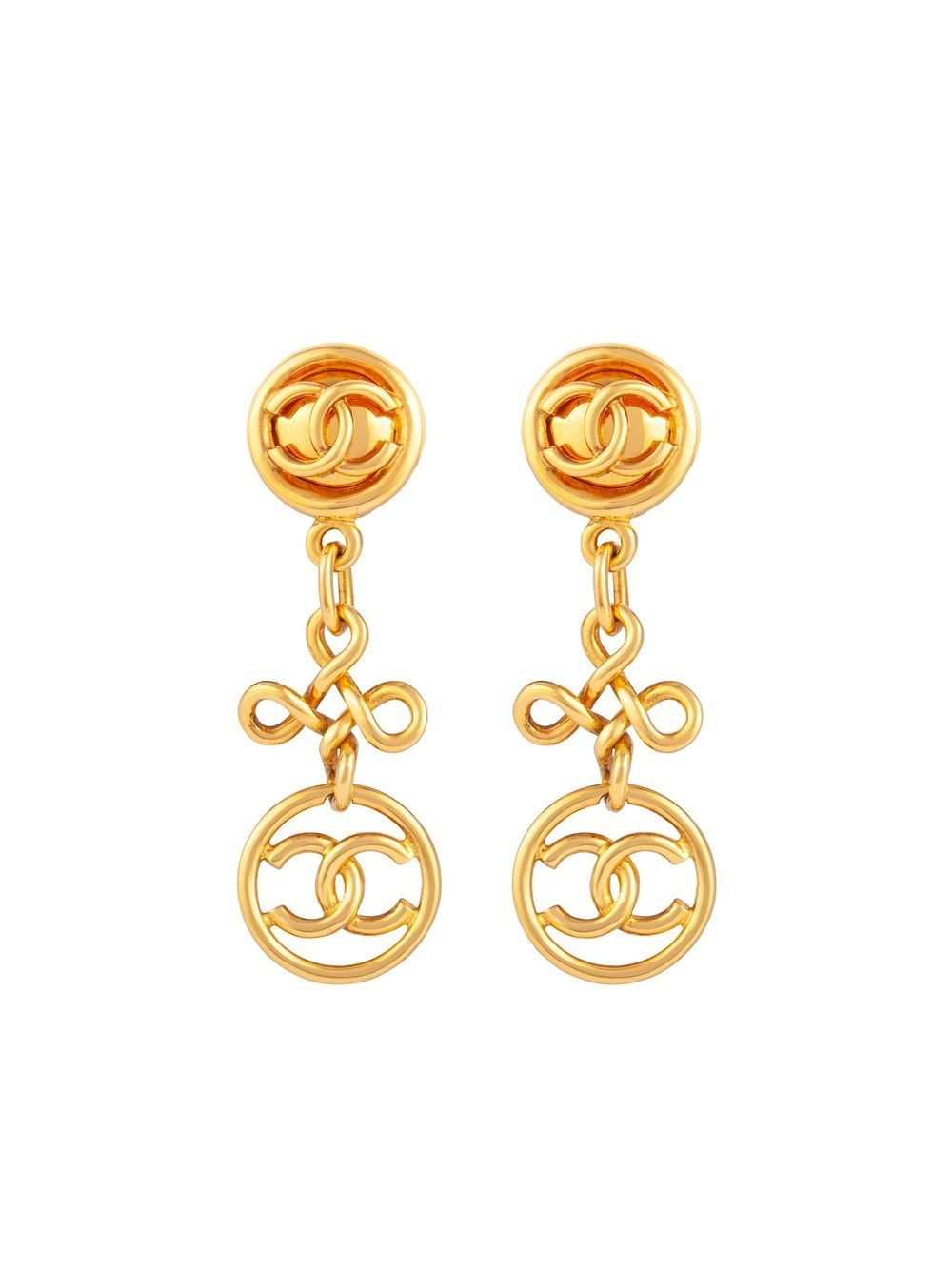 CHANEL Pre-Owned CC 夹扣式耳环（1993年典藏款） - 金色