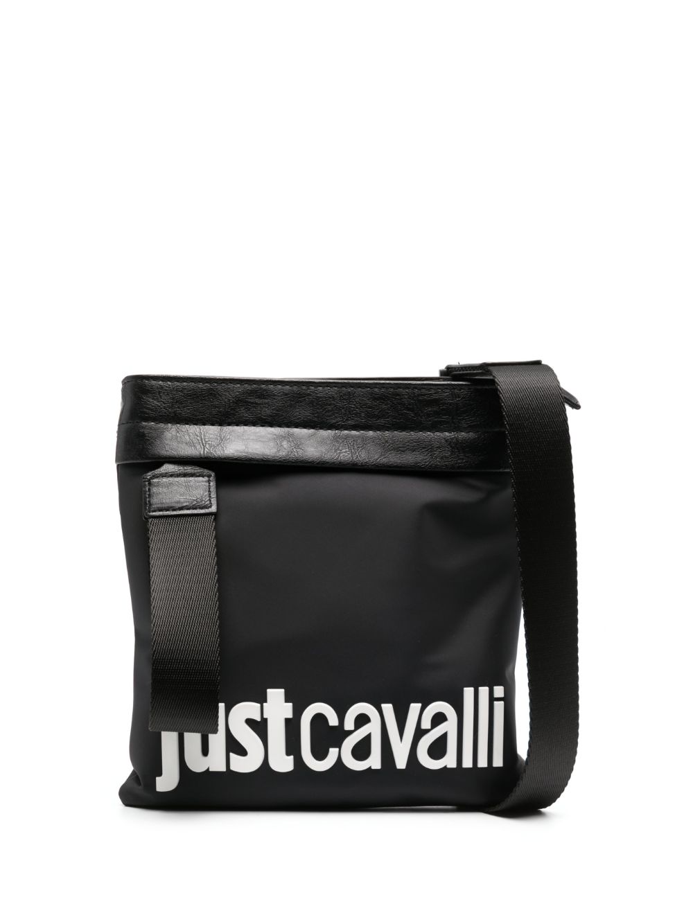 Just Cavalli logo压纹邮差包 - 黑色