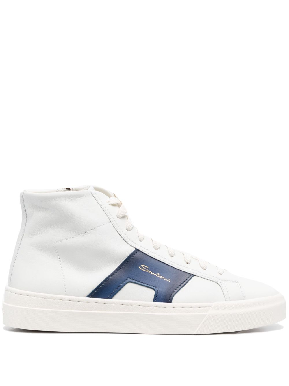 Santoni 双扣环皮质板鞋 - 白色
