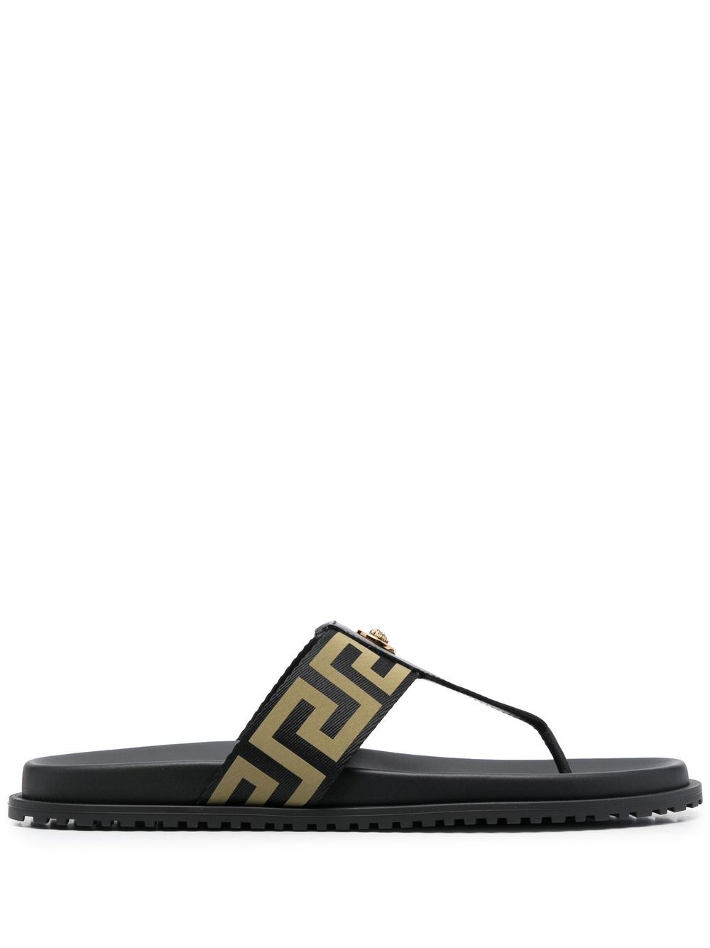 Versace Medusa Greca 图案人字拖 - 黑色