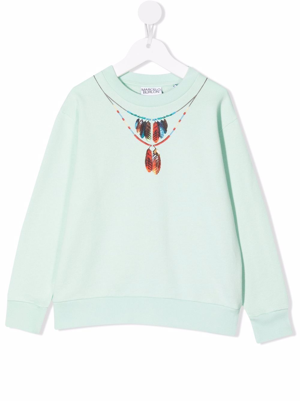 Marcelo Burlon County Of Milan Kids 羽毛项链印花卫衣 - 绿色