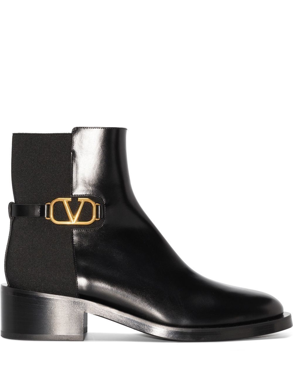 Valentino Garavani VLogo Signature 低跟及踝靴 - 黑色