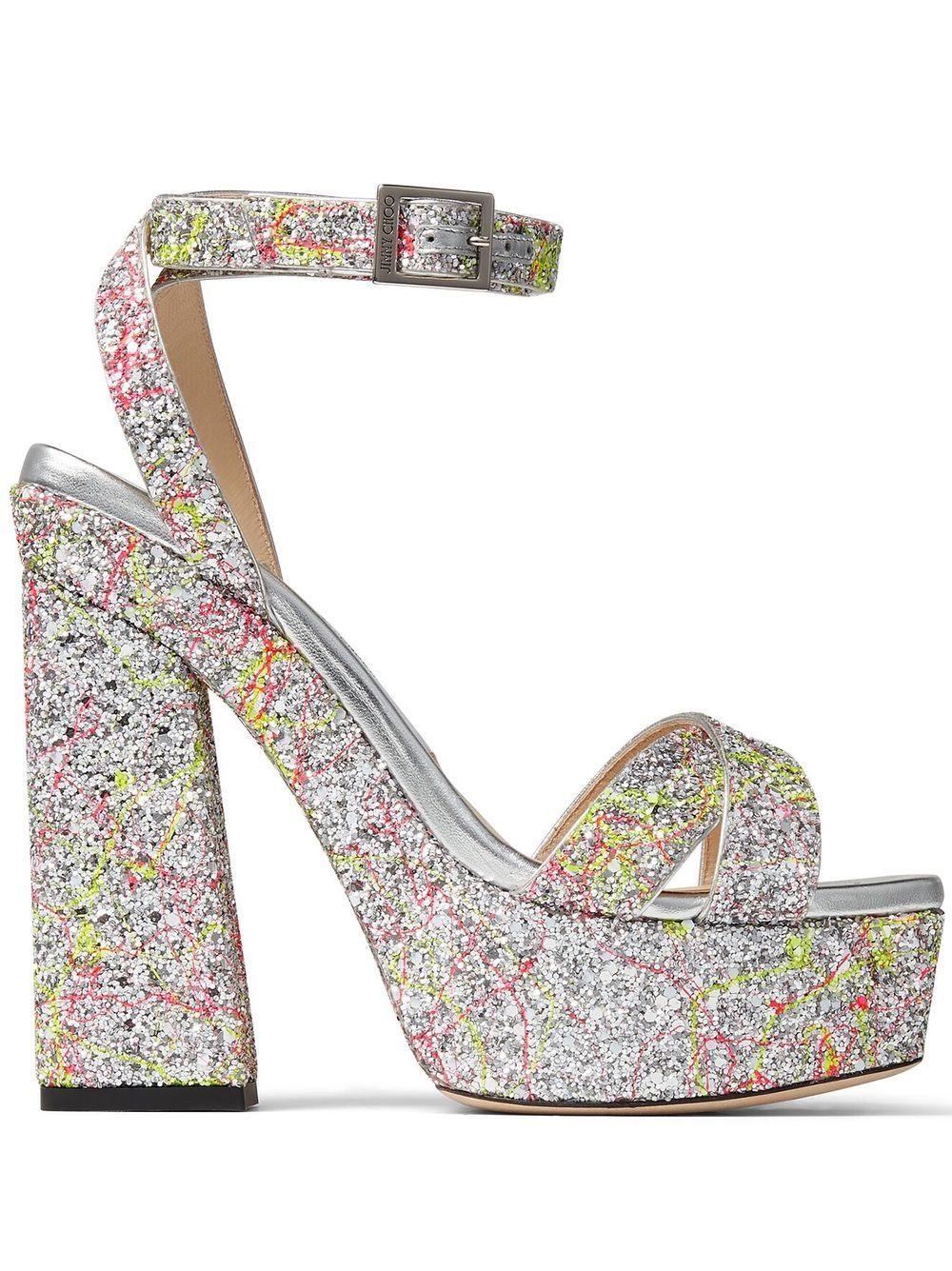 Jimmy Choo Gaia 厚底高跟凉鞋 - 银色