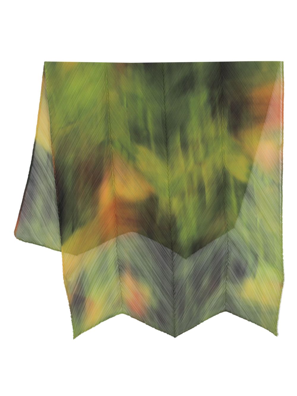 Pleats Please Issey Miyake 渐变色细褶围巾 - 绿色