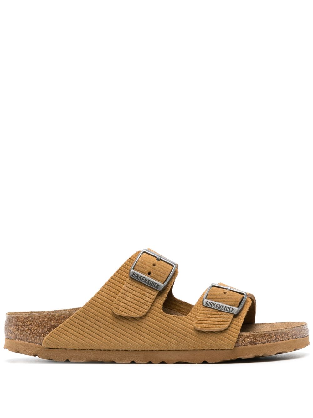Birkenstock Arizona logo雕刻皮质凉鞋 - 褐色
