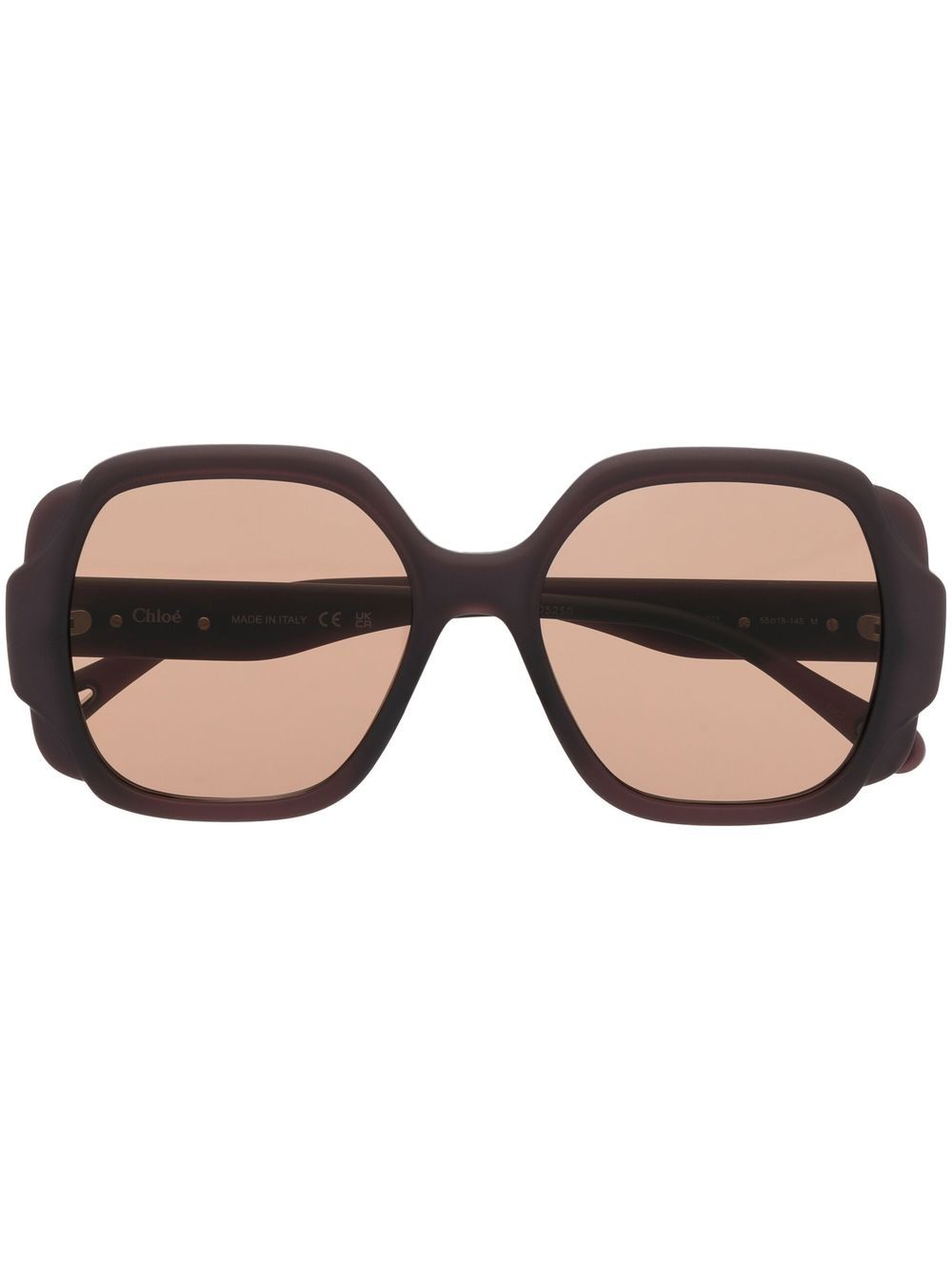 Chloé Eyewear 有色镜片方框太阳眼镜 - 褐色