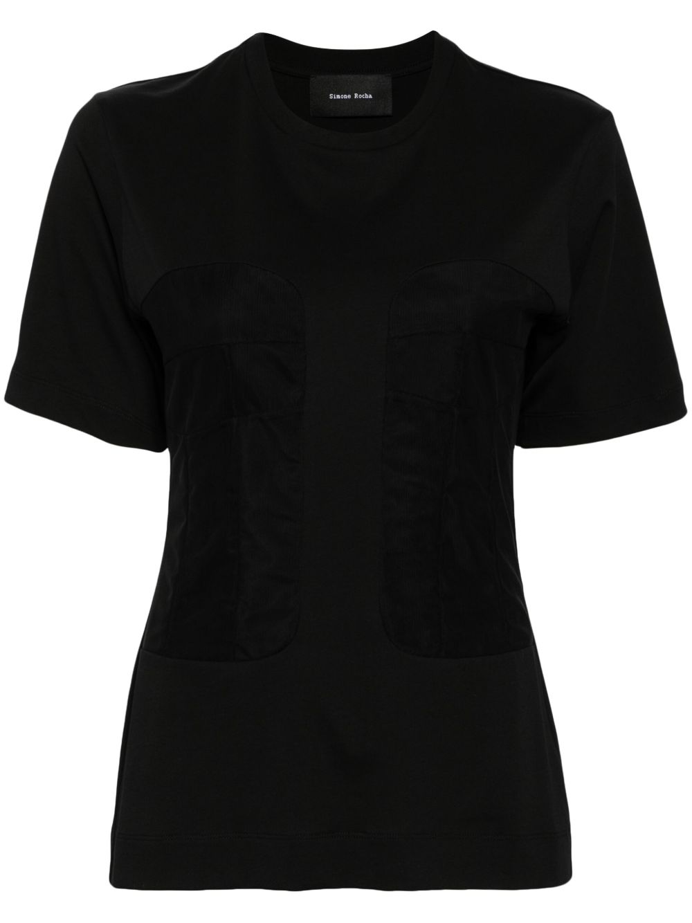 Simone Rocha 薄纱拼接T恤 - 黑色