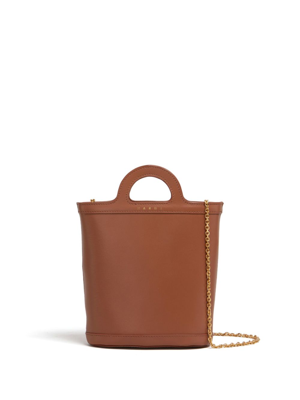 Marni logo标记皮质水桶包 - 褐色