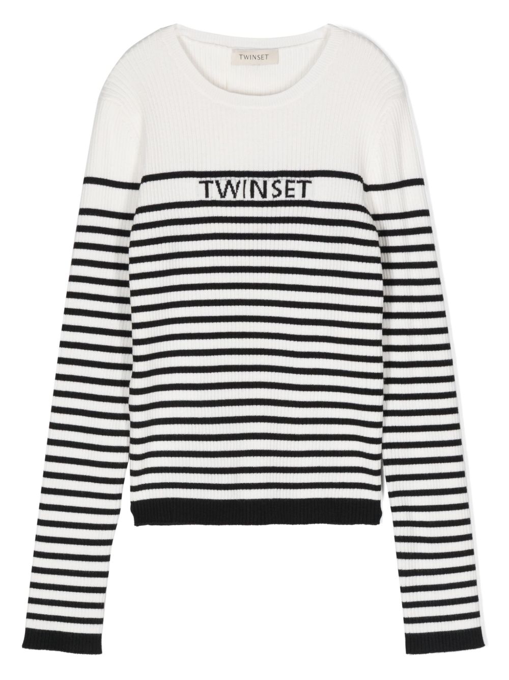 TWINSET Kids 条纹毛衣 - 白色