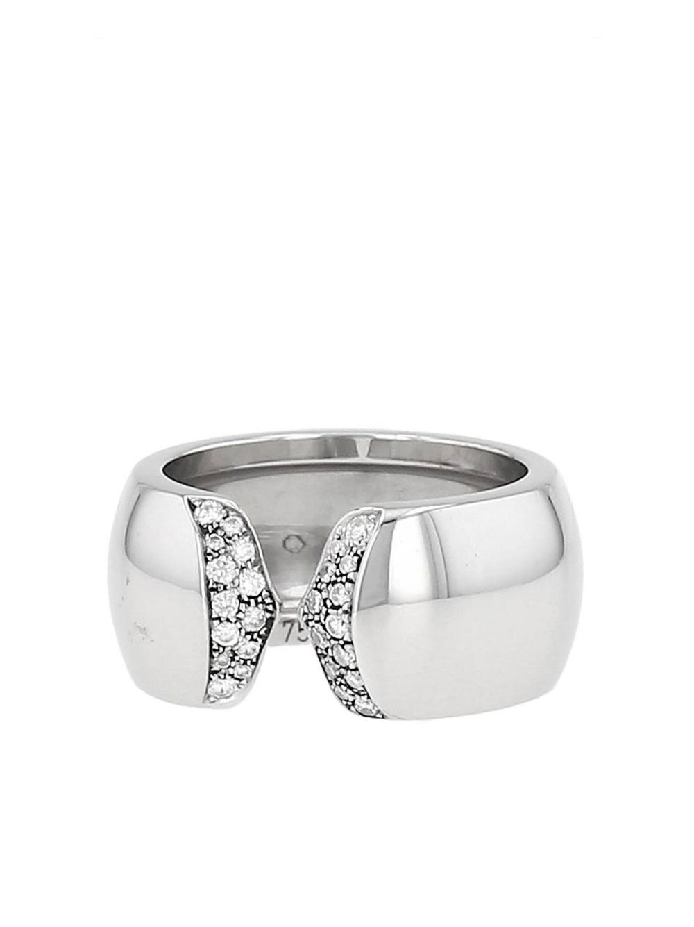Cartier 18K白金 C de Cartier 钻石戒指（2000年代典藏款） - 银色