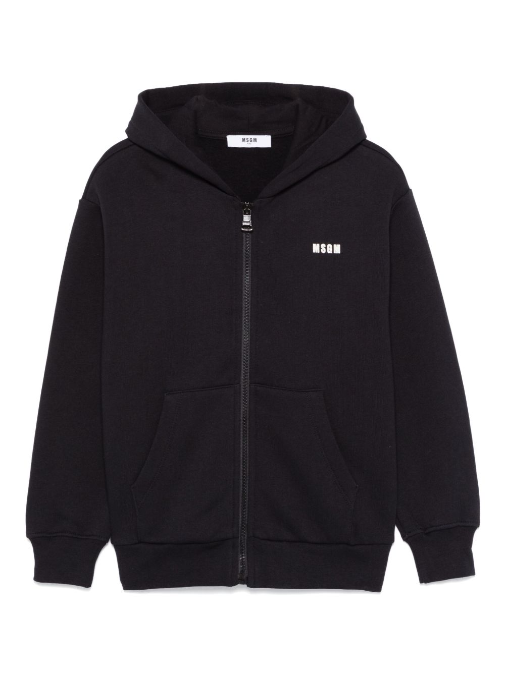MSGM Kids logo印花连帽衫 - 黑色